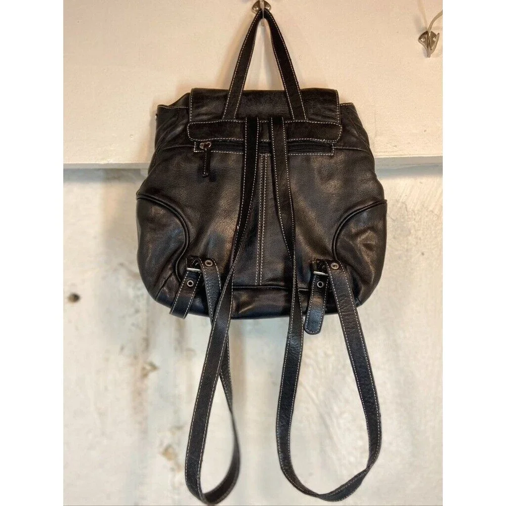 TIGNANELLO BLACK LEATHER WOMENS BACKPACK PURSE 11 X 11